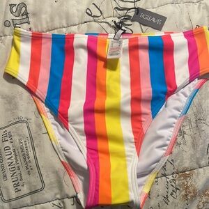 Multi color candy 🍭 stripe high waisted bikini bottoms